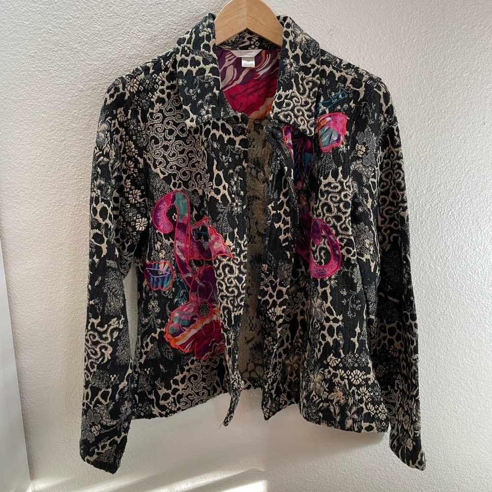 Christopher & Banks Art To Wear Tapestry Shaket Size M